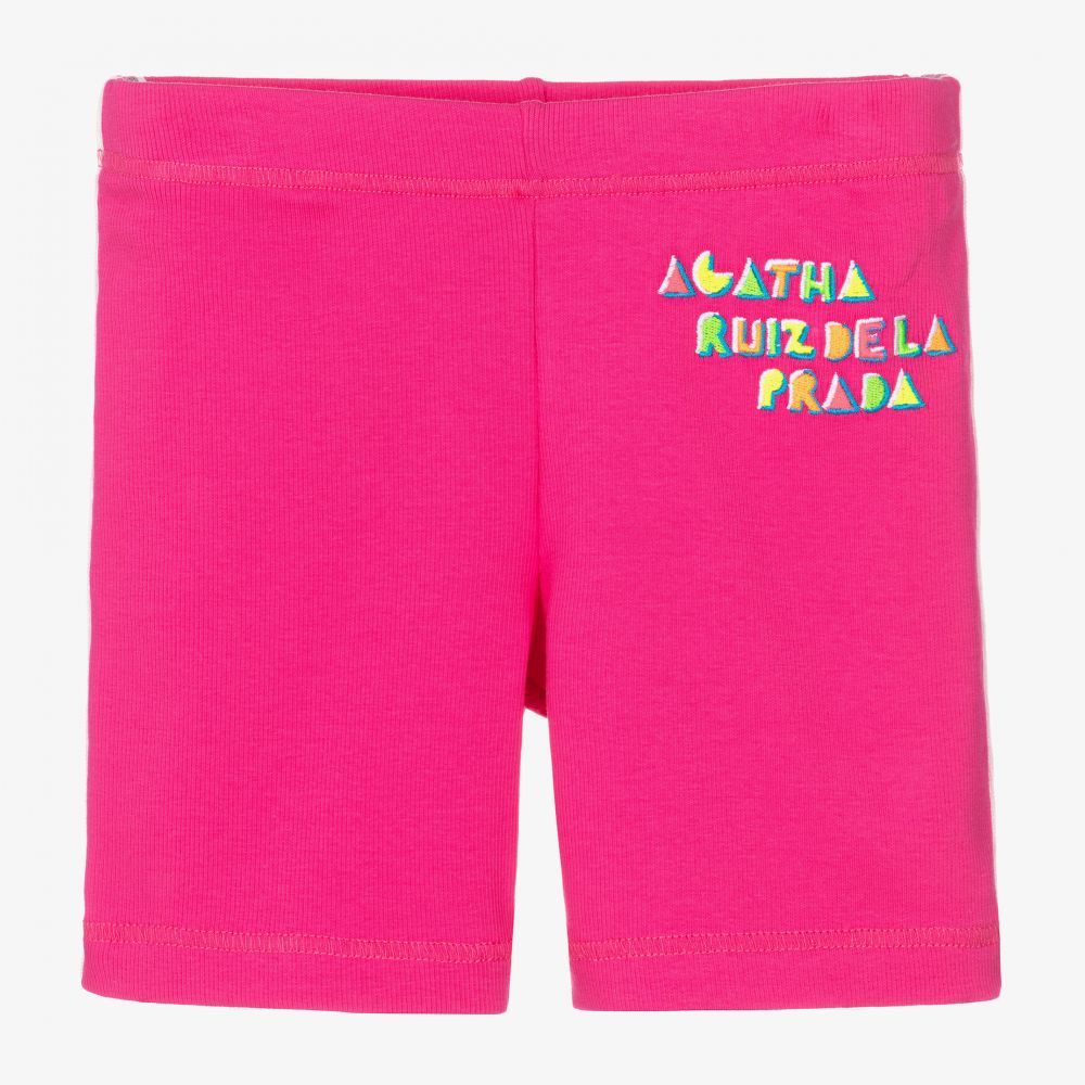 Agatha Ruiz de la Prada - Girls Pink Cotton Logo Shorts | Childrensalon