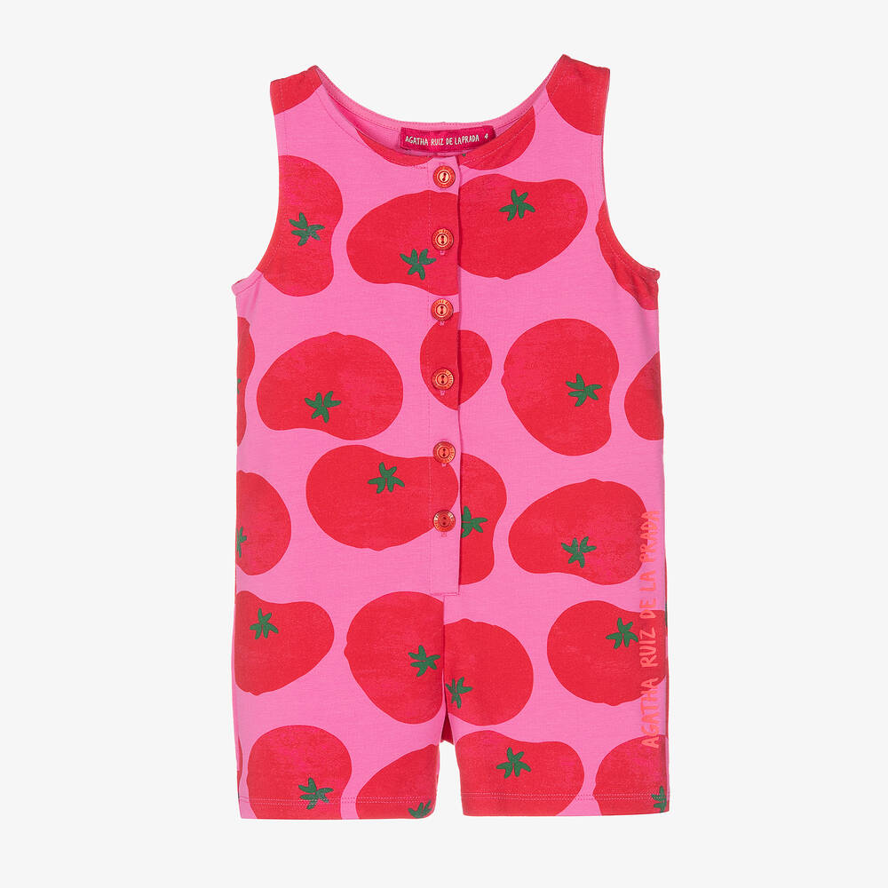 Agatha Ruiz de la Prada - Girls Pink Cotton Playsuit | Childrensalon