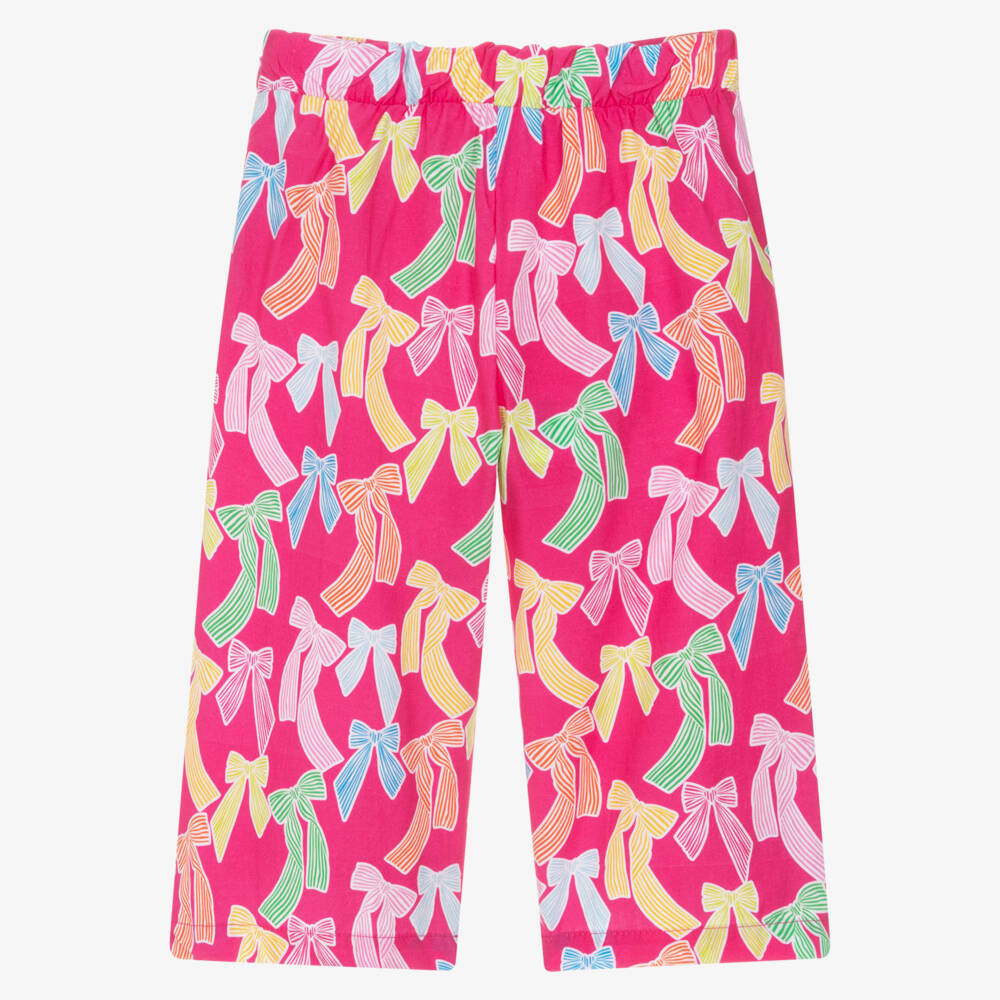 Agatha Ruiz de la Prada-Girls Pink Cotton Poplin Bow Print Culottes | Childrensalon Outlet