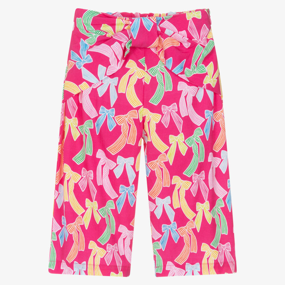 Agatha Ruiz de la Prada-Girls Pink Cotton Poplin Bow Print Culottes | Childrensalon Outlet