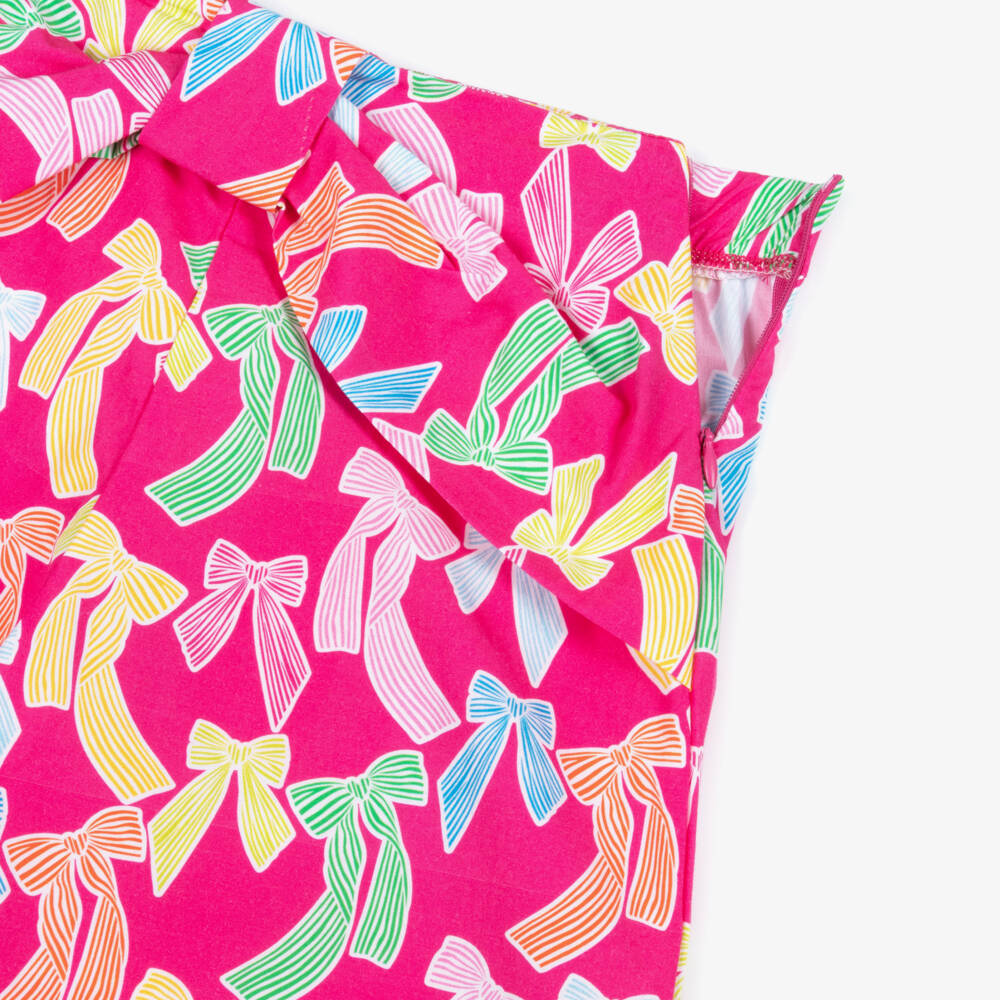 Agatha Ruiz de la Prada-Girls Pink Cotton Poplin Bow Print Culottes | Childrensalon Outlet