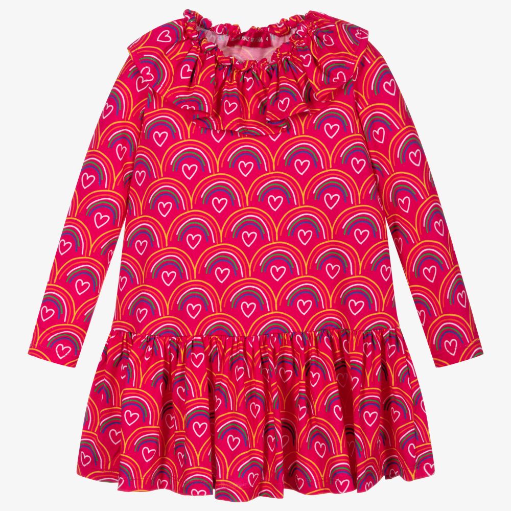 Agatha Ruiz de la Prada - Girls Pink Cotton Ruffle Dress | Childrensalon