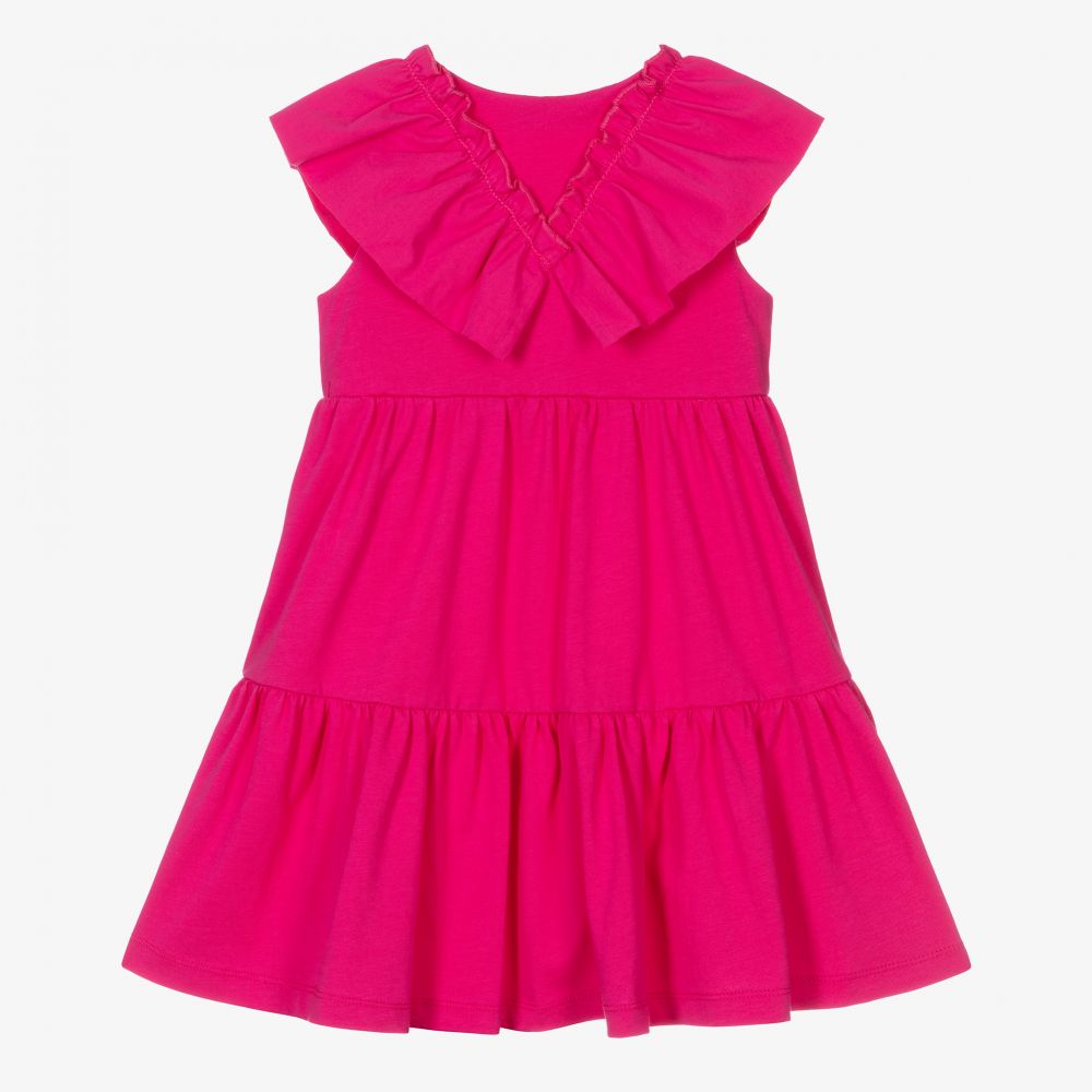 Agatha Ruiz de la Prada-Girls Pink Cotton Ruffle Dress | Childrensalon Outlet