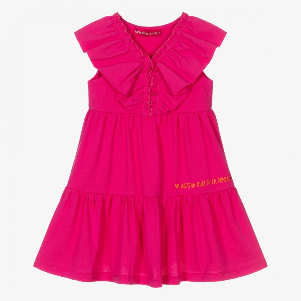 Agatha Ruiz de la Prada - Robe rose coton à volants Fille | Childrensalon