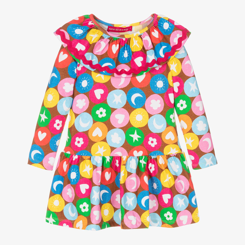 Agatha Ruiz de la Prada - Girls Pink Cotton Shapes Dress | Childrensalon