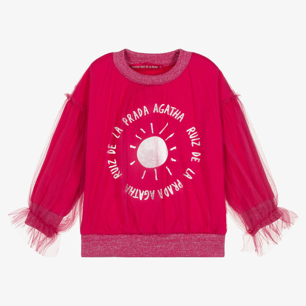 Agatha Ruiz de la Prada - Girls Pink Cotton Sweatshirt | Childrensalon