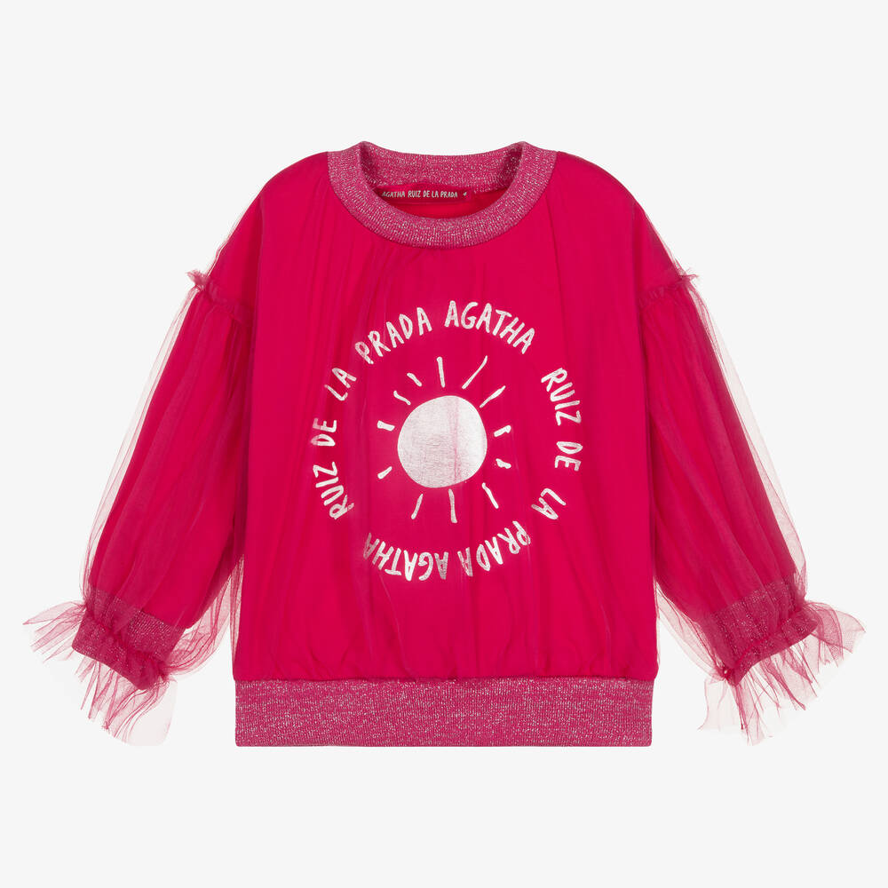 Agatha Ruiz de la Prada - Sweat rose en coton fille | Childrensalon