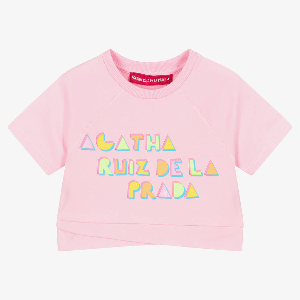 Agatha Ruiz de la Prada - Girls Pink Cotton T-Shirt  | Childrensalon