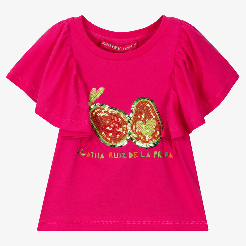 Agatha Ruiz de la Prada - Girls Pink Cotton T-Shirt  | Childrensalon