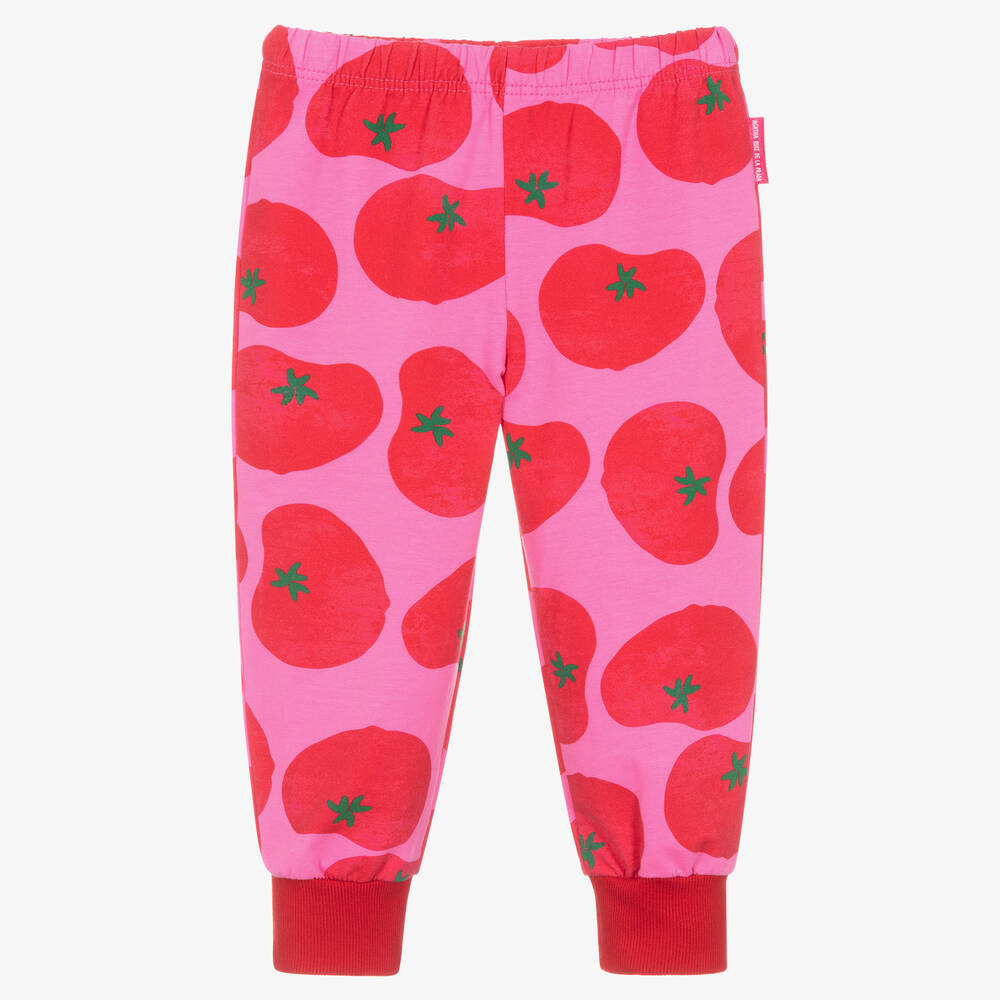 Agatha Ruiz de la Prada - Girls Pink Cotton Tomato Print Joggers | Childrensalon