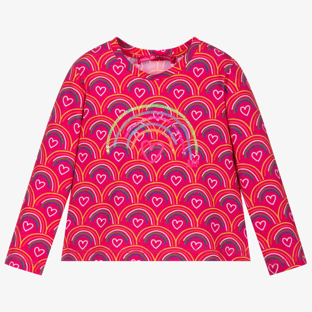 Agatha Ruiz de la Prada-توب قطن جيرسي لون زهري للبنات | Childrensalon Outlet