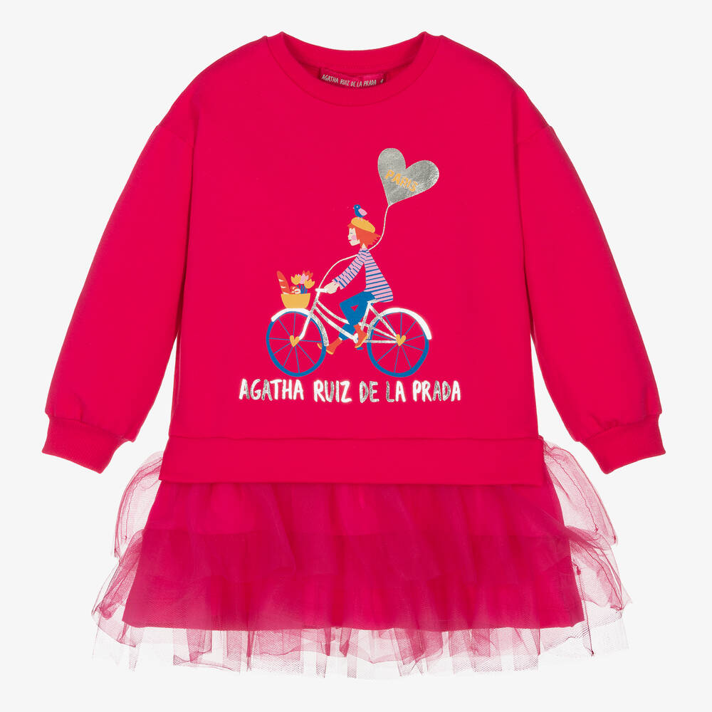 Agatha Ruiz de la Prada - Girls Pink Cotton & Tulle Dress | Childrensalon