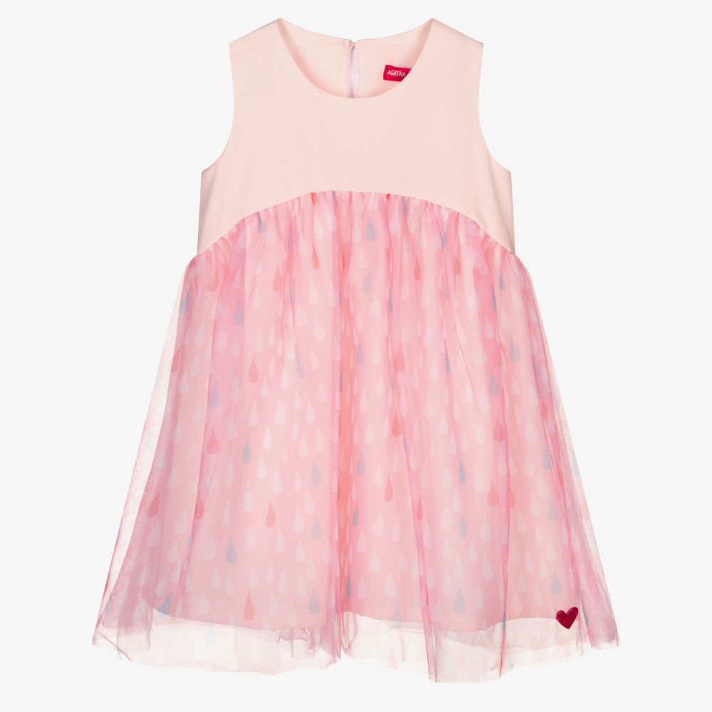 Agatha Ruiz de la Prada - Girls Pink Crêpe & Tulle Dress | Childrensalon