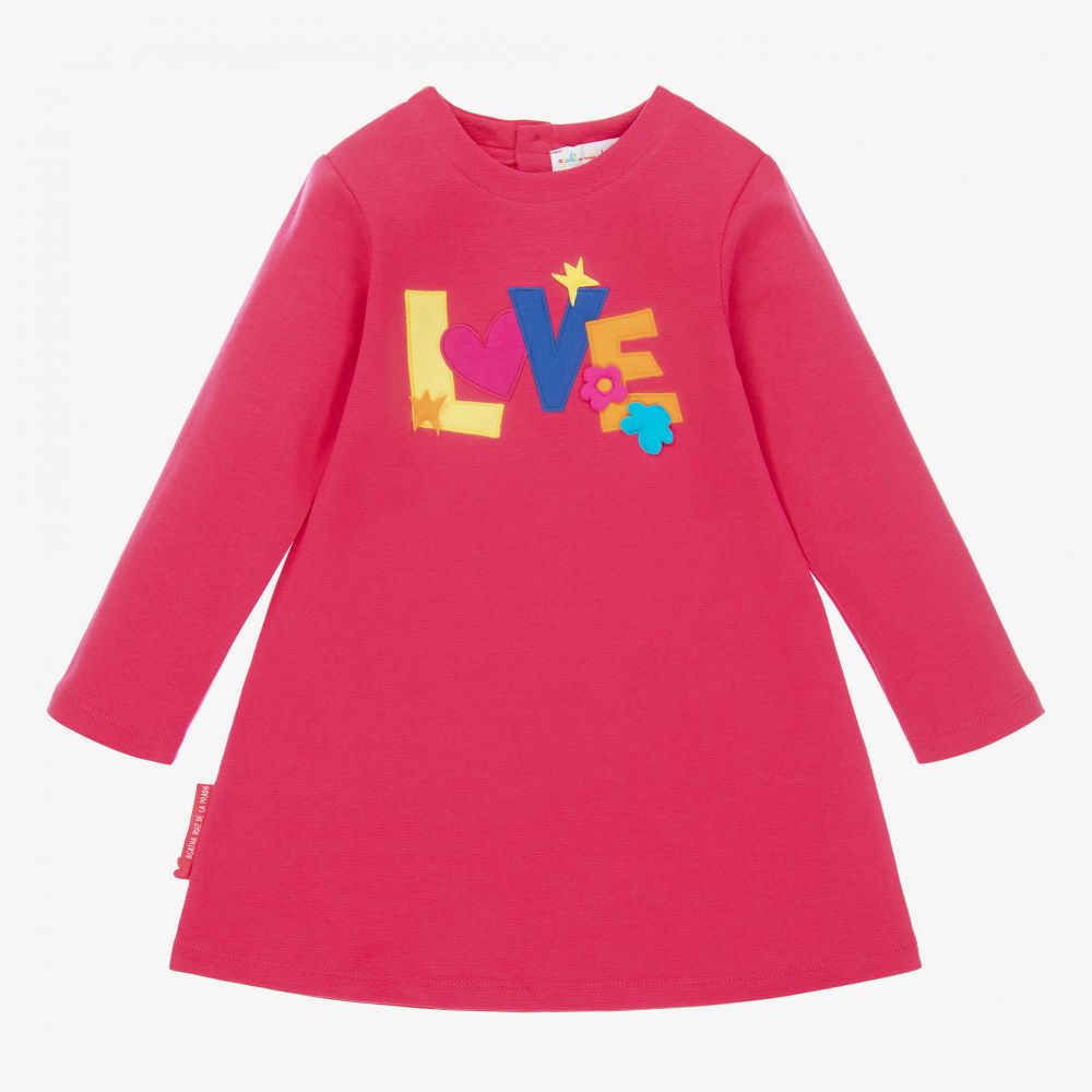 Agatha Ruiz de la Prada - Ensemble robe rose en coton Love  | Childrensalon