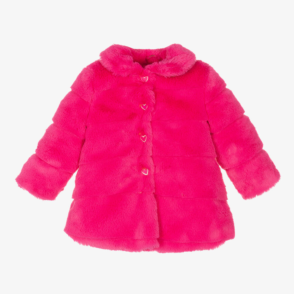 Agatha Ruiz de la Prada - Girls Pink Faux Fur Coat | Childrensalon