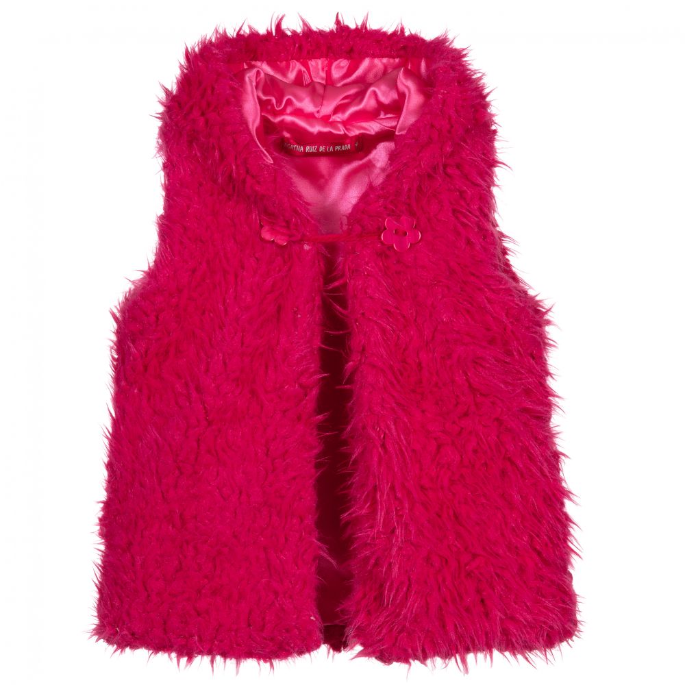 Agatha Ruiz de la Prada - Girls Pink Faux Fur Gilet | Childrensalon