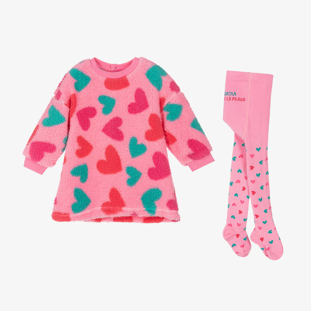 Agatha Ruiz de la Prada-Розовое флисовое платье и колготки для девочек | Childrensalon Outlet
