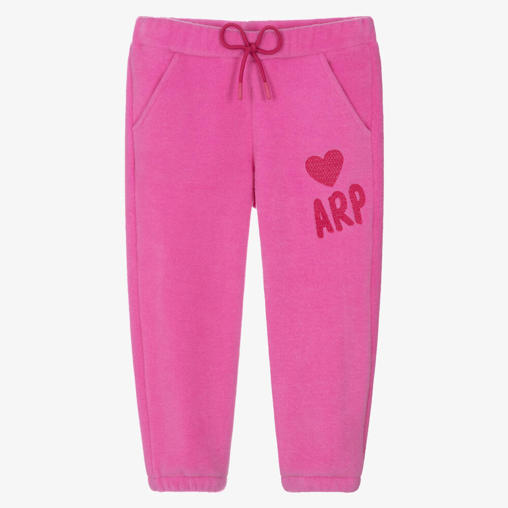 Agatha Ruiz de la Prada-Girls Pink Fleece Joggers with Logo Heart | Childrensalon Outlet