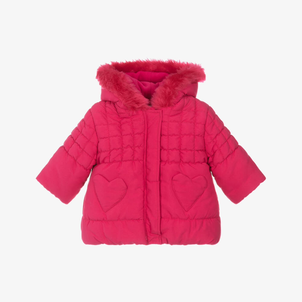 Agatha Ruiz de la Prada-Girls Pink Fleece-Lined Puffer Coat | Childrensalon Outlet