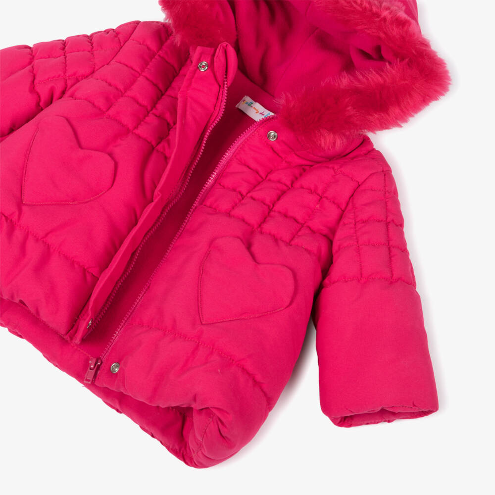 Agatha Ruiz de la Prada-Girls Pink Fleece-Lined Puffer Coat | Childrensalon Outlet