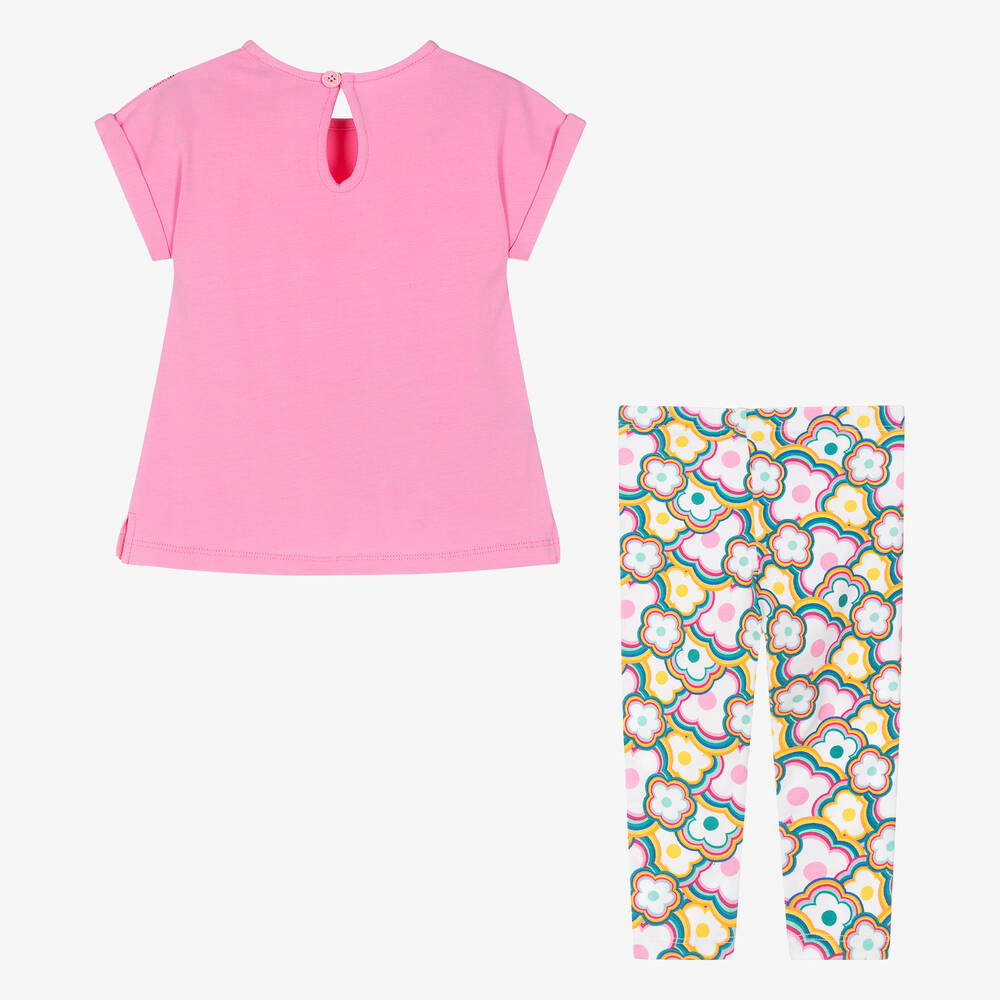 Agatha Ruiz de la Prada-Girls Pink Floral Cotton Leggings Set | Childrensalon Outlet