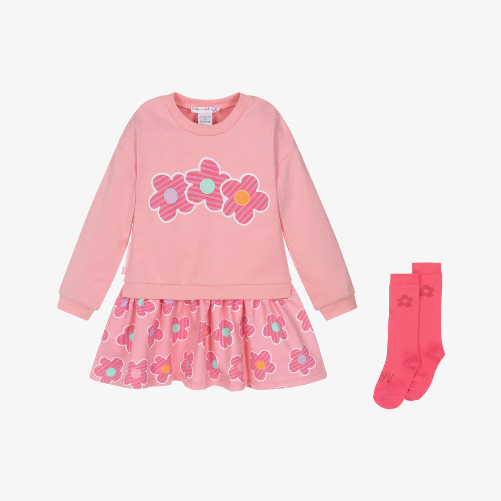 Agatha Ruiz de la Prada-Girls Pink Floral Dress Ensemble | Childrensalon Outlet