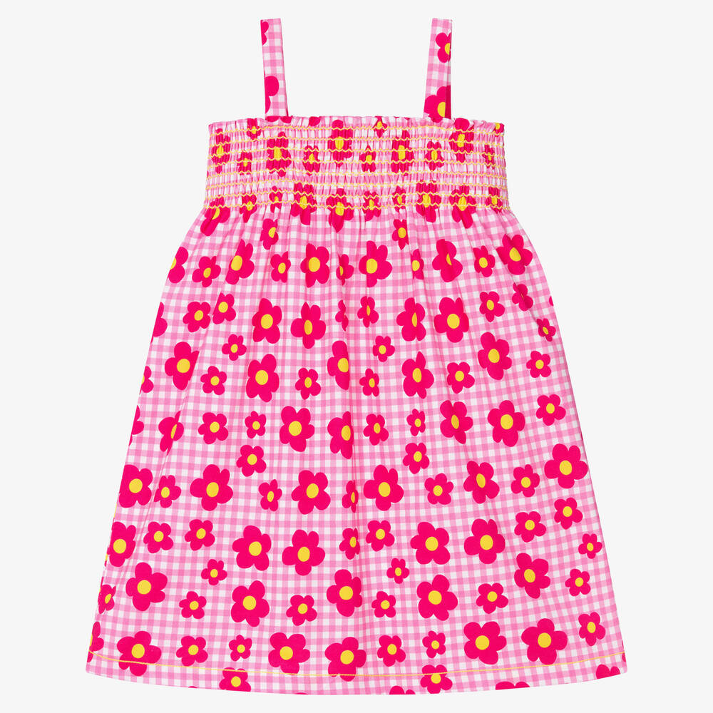 Agatha Ruiz de la Prada - Pink geblümtes Kleid mit Vichykaros | Childrensalon