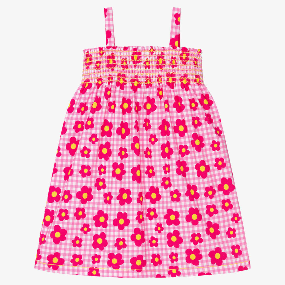 Agatha Ruiz de la Prada - Girls Pink Floral Gingham Dress | Childrensalon