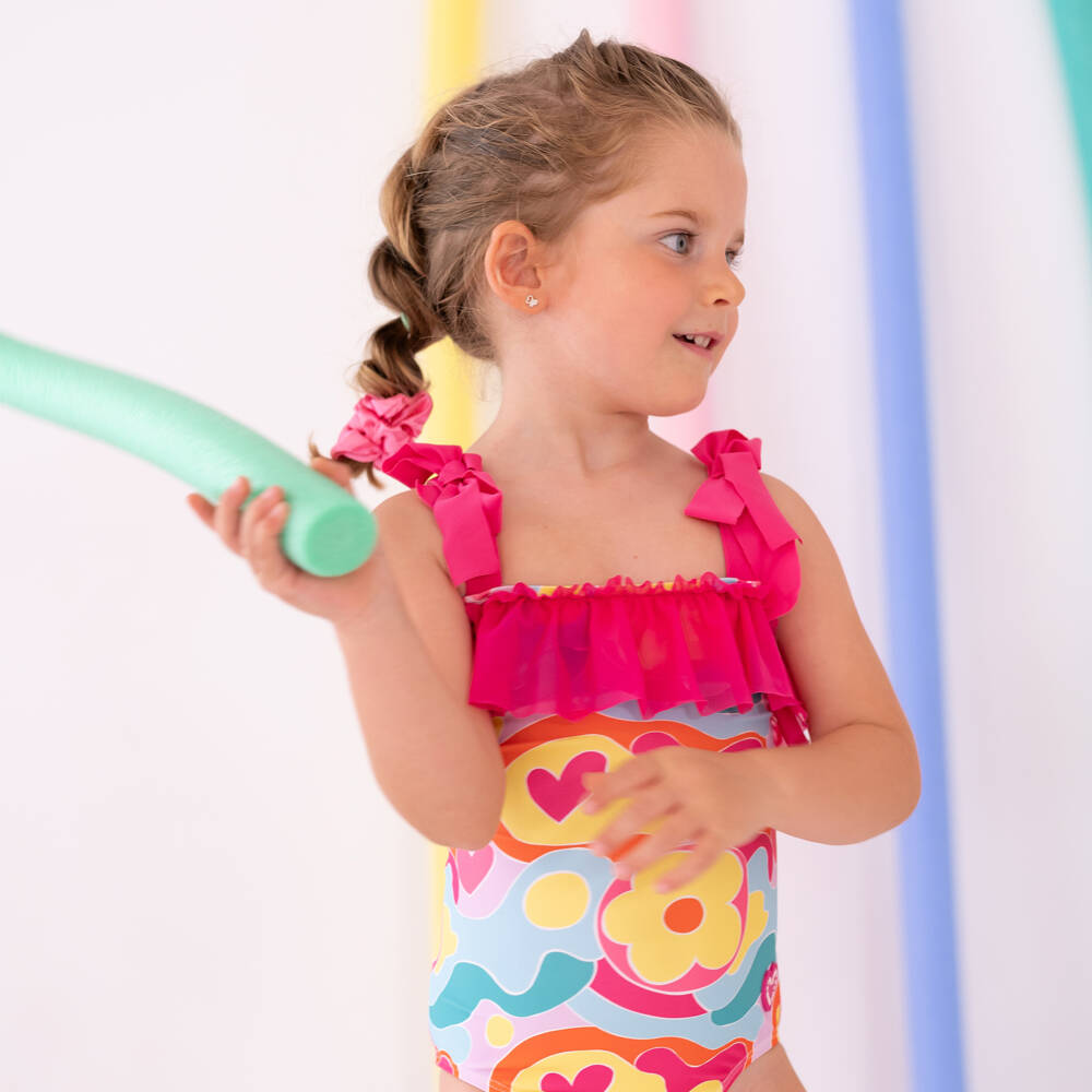 Agatha Ruiz de la Prada-Girls Pink Flower Print Swimsuit | Childrensalon Outlet