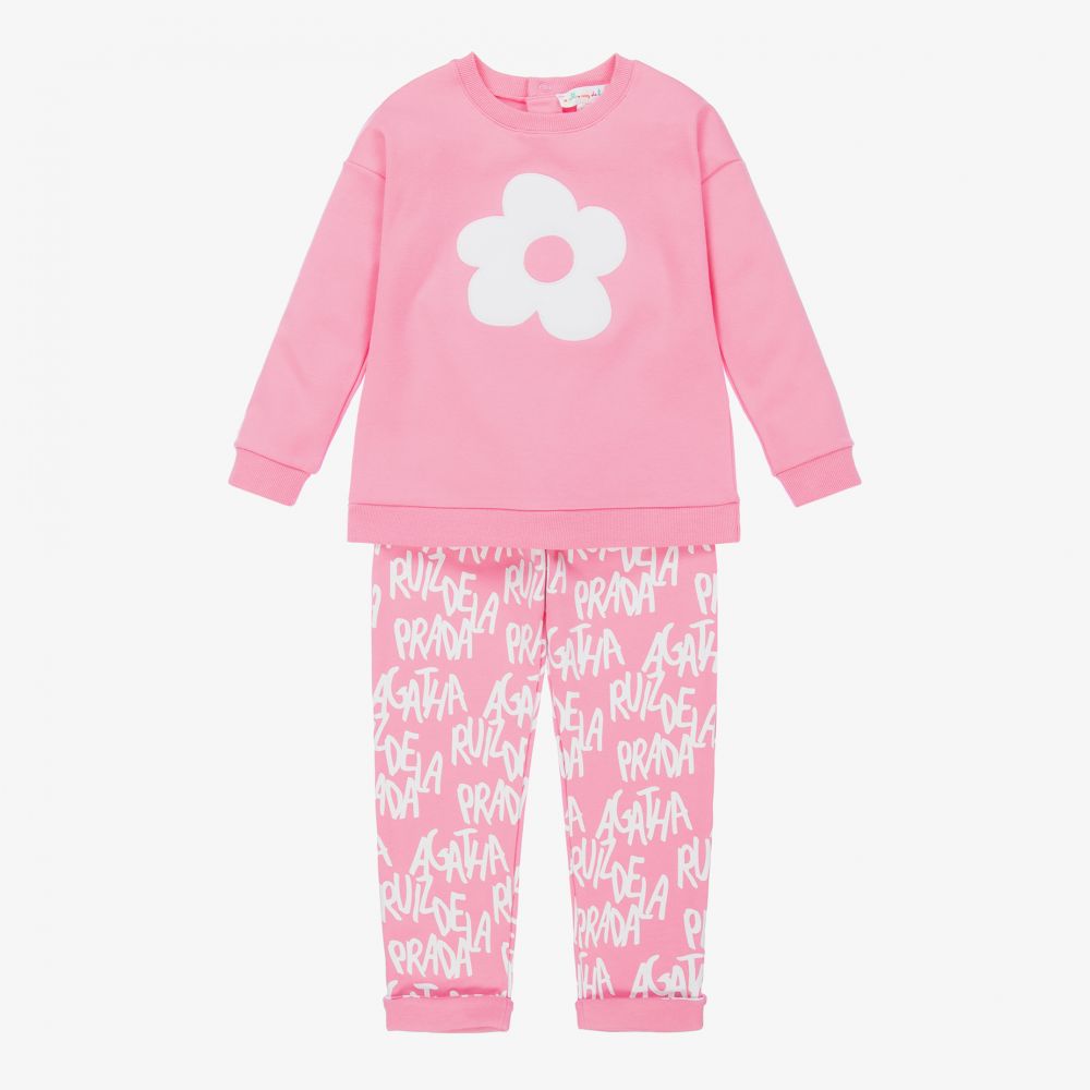 Agatha Ruiz de la Prada - Girls Pink Flower Tracksuit  | Childrensalon