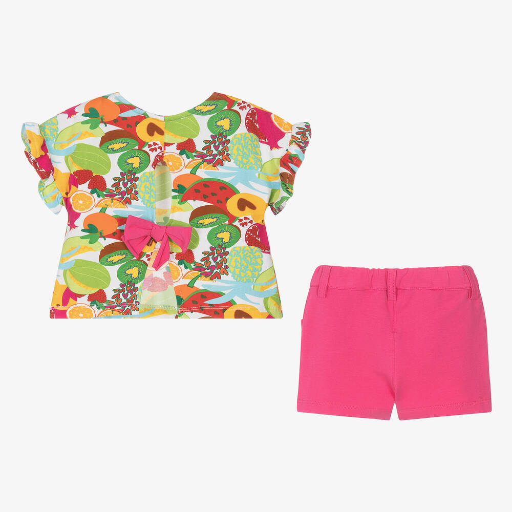 Agatha Ruiz de la Prada-Girls Pink Fruit Cotton Shorts Set | Childrensalon Outlet
