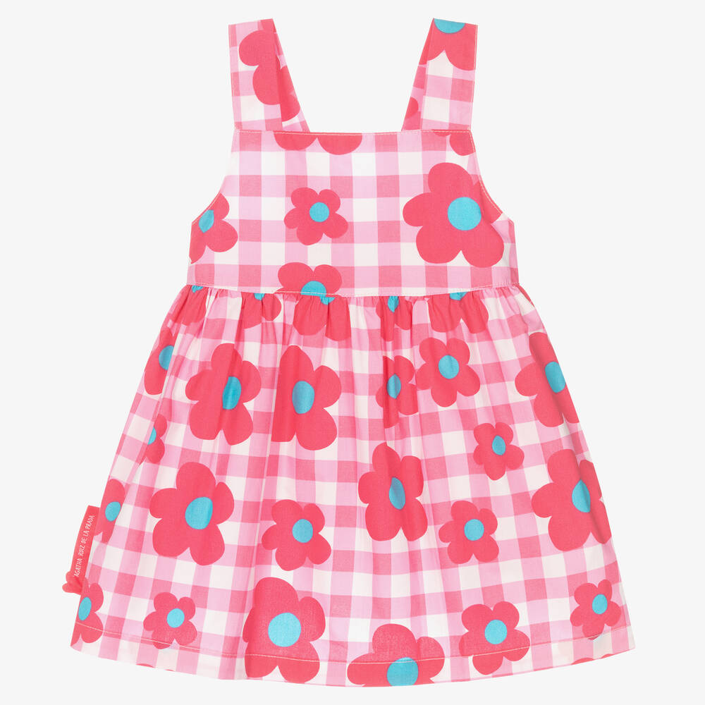 Agatha Ruiz de la Prada-Girls Pink Gingham Cotton Dress | Childrensalon Outlet