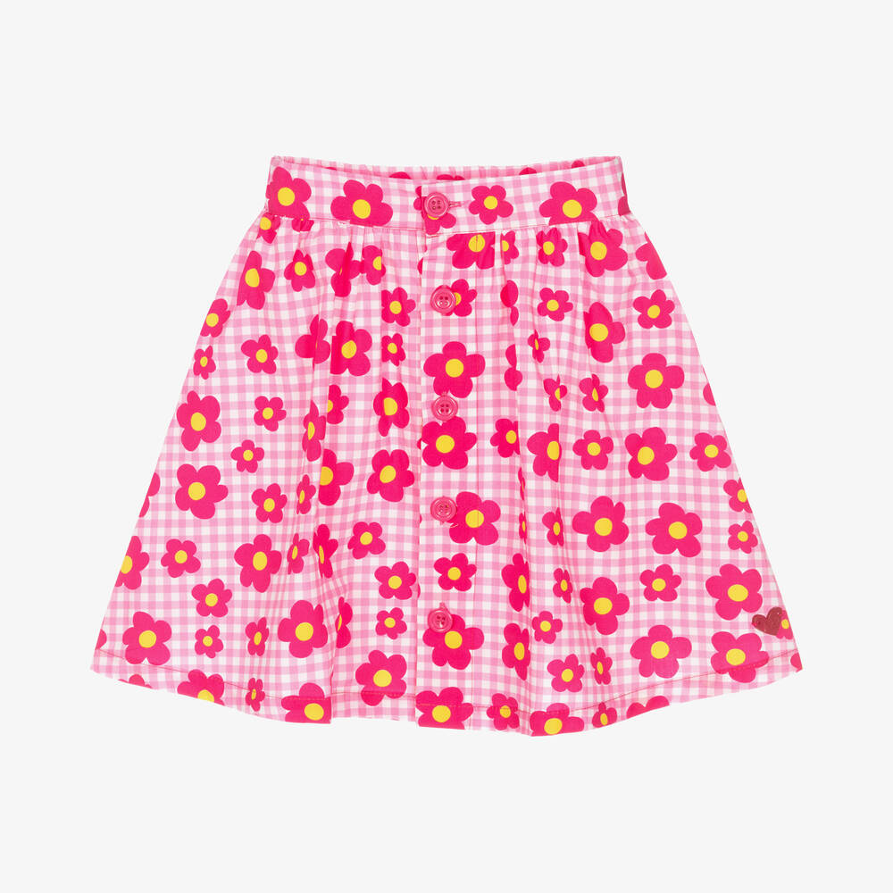 Agatha Ruiz de la Prada-Girls Pink Gingham Floral Skirt | Childrensalon Outlet
