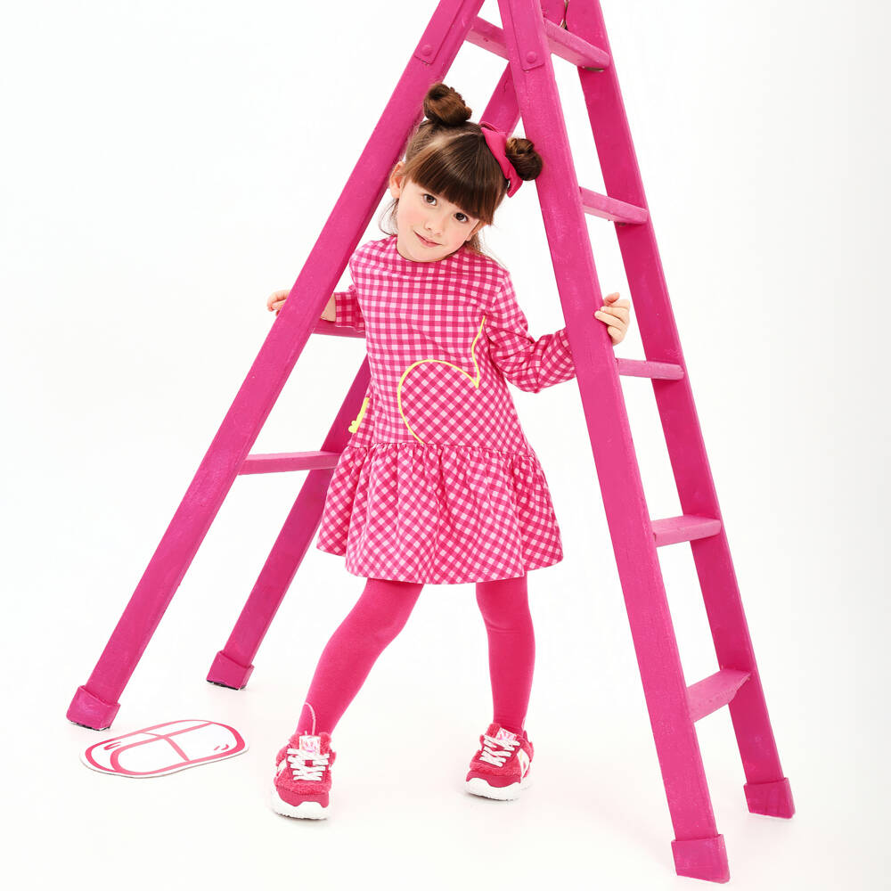 Agatha Ruiz de la Prada-فستان وردي بنقشة مربعات للبنات | Childrensalon Outlet