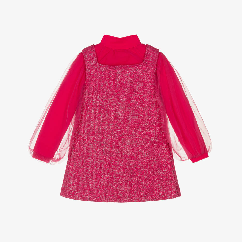Agatha Ruiz de la Prada-Girls Pink Glitter Cotton & Tulle Dress | Childrensalon Outlet