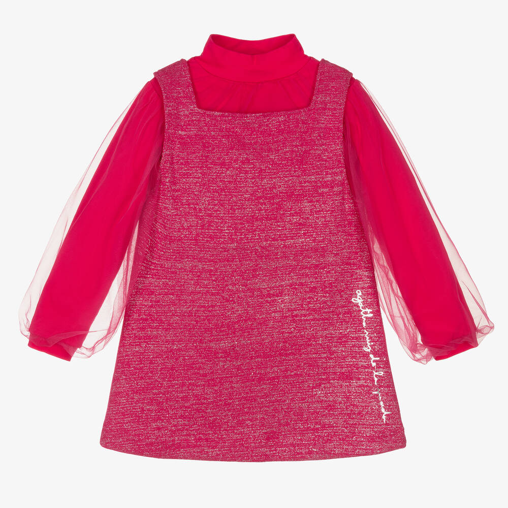 Agatha Ruiz de la Prada - Robe rose en coton et tulle fille | Childrensalon