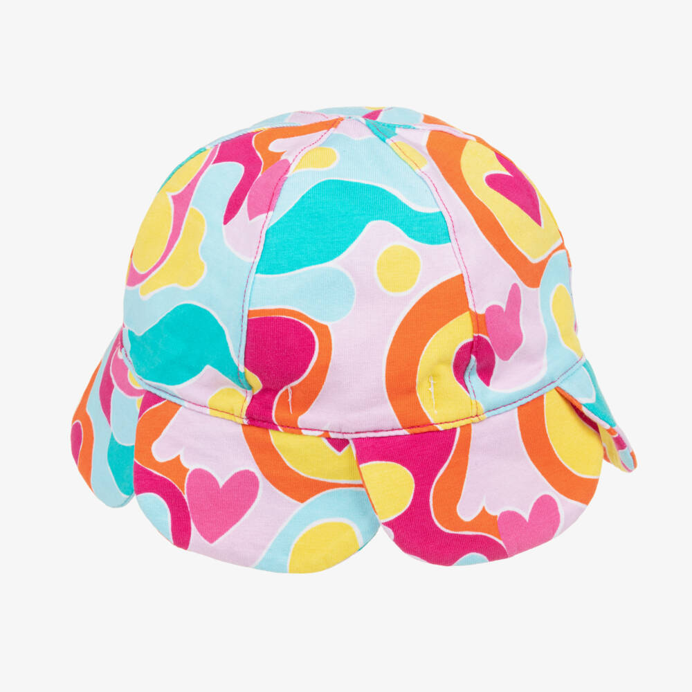 Agatha Ruiz de la Prada-Girls Pink Heart Floral Cotton Hat | Childrensalon Outlet