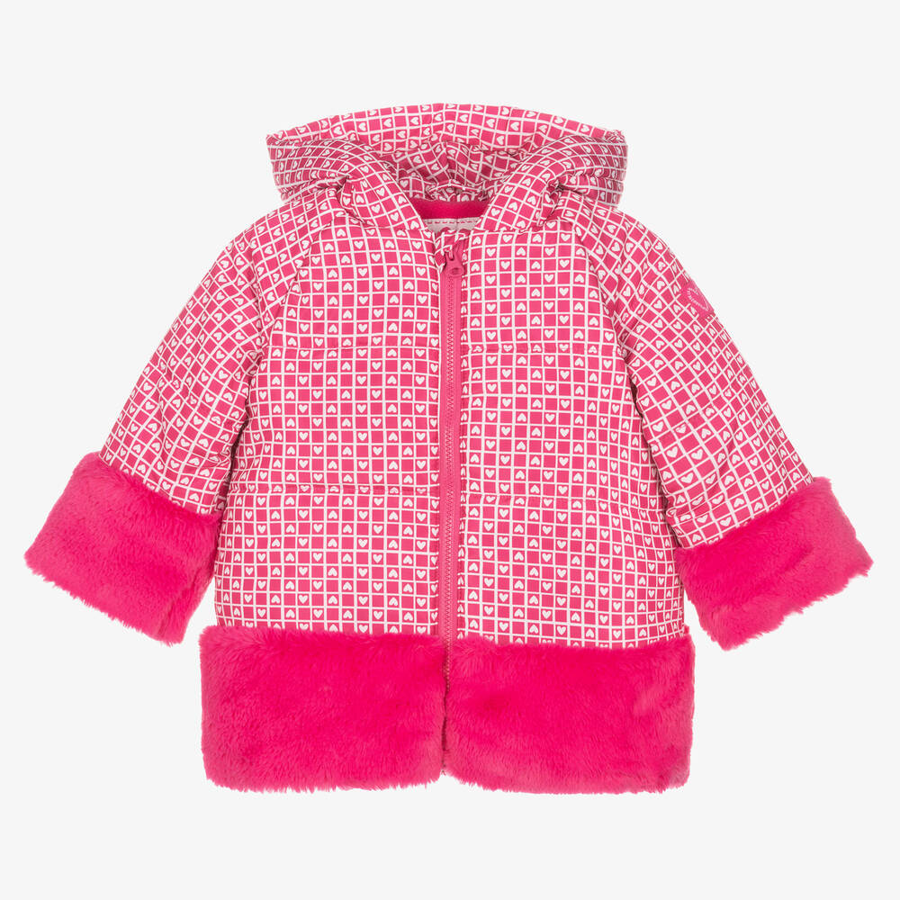 Agatha Ruiz de la Prada - Manteau à capuche rose à cœurs | Childrensalon