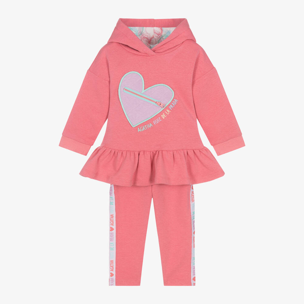 Agatha Ruiz de la Prada-Girls Pink Heart Hoodie Set | Childrensalon Outlet