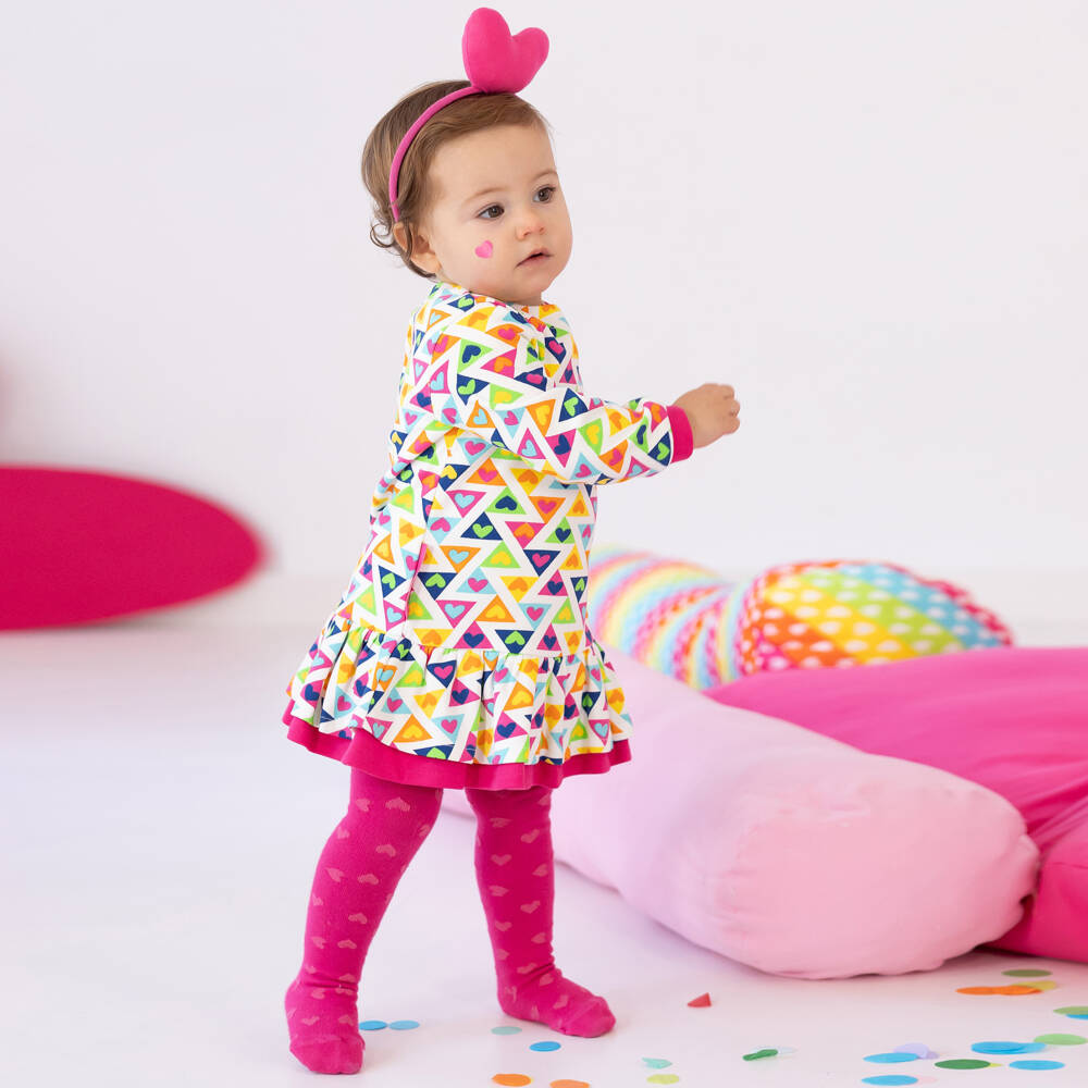 Agatha Ruiz de la Prada-Girls Pink Heart Pattern Dress Set | Childrensalon Outlet
