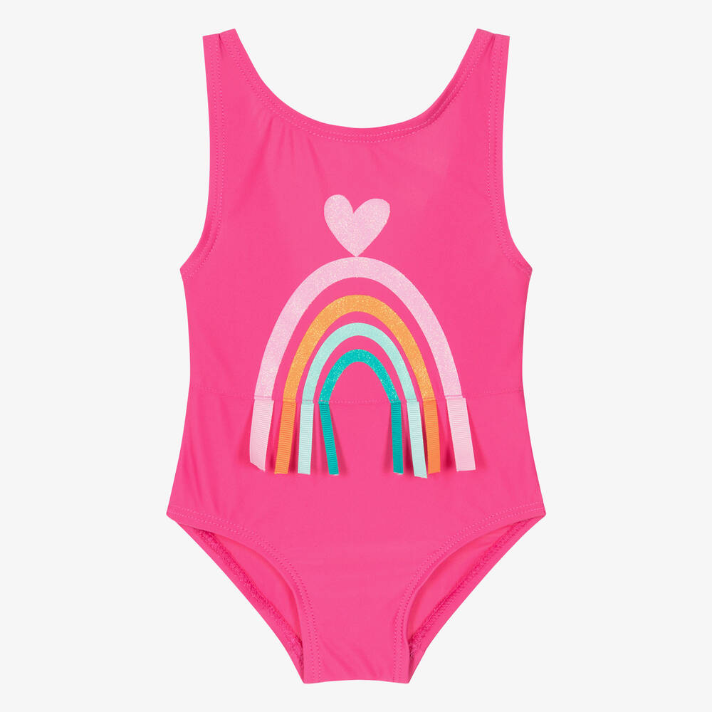 Agatha Ruiz de la Prada-Girls Pink Heart & Rainbow Swimsuit | Childrensalon Outlet