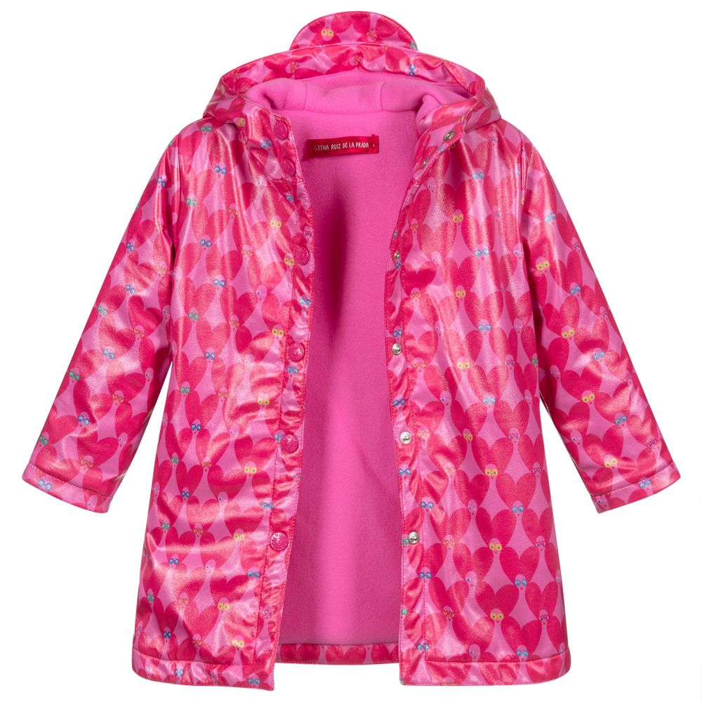 Agatha Ruiz de la Prada Girls Pink Heart Raincoat Childrensalon Outlet