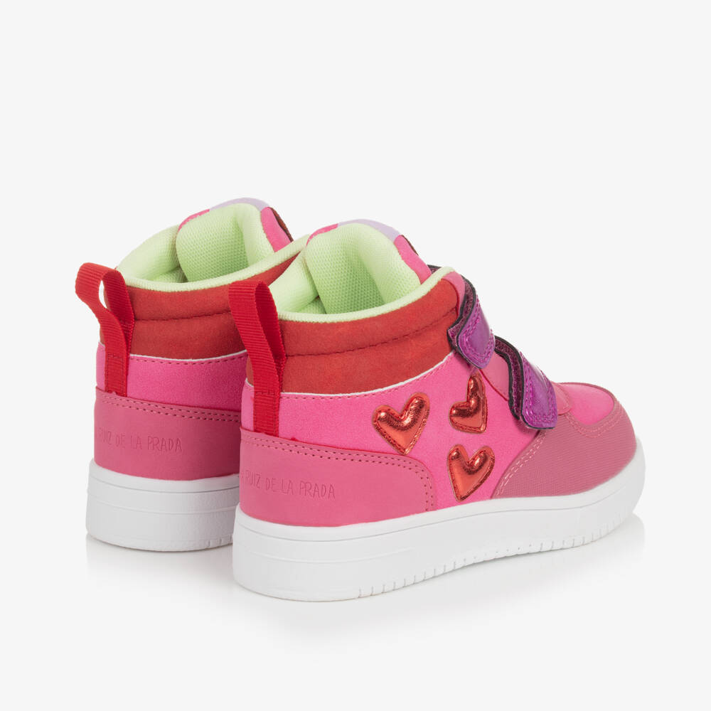 Agatha Ruiz de la Prada-Girls Pink Heart Velcro Hightops | Childrensalon Outlet