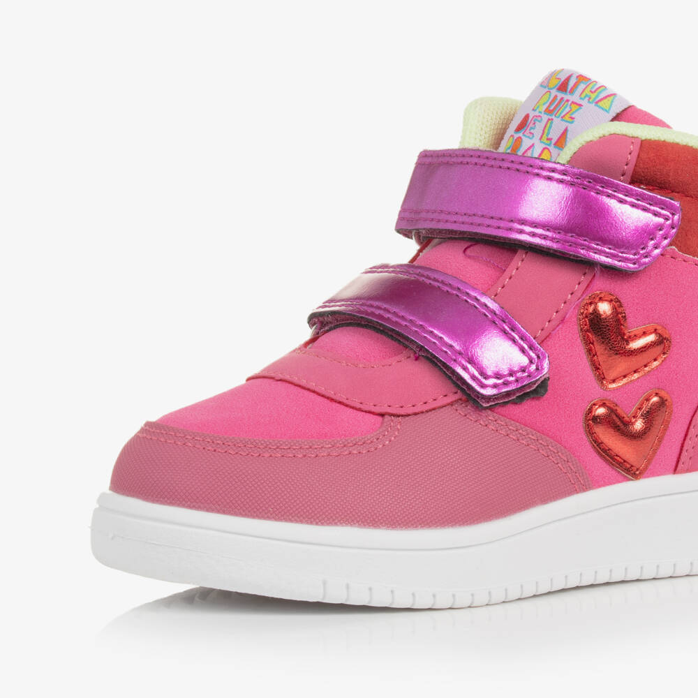 Agatha Ruiz de la Prada-Girls Pink Heart Velcro Hightops | Childrensalon Outlet