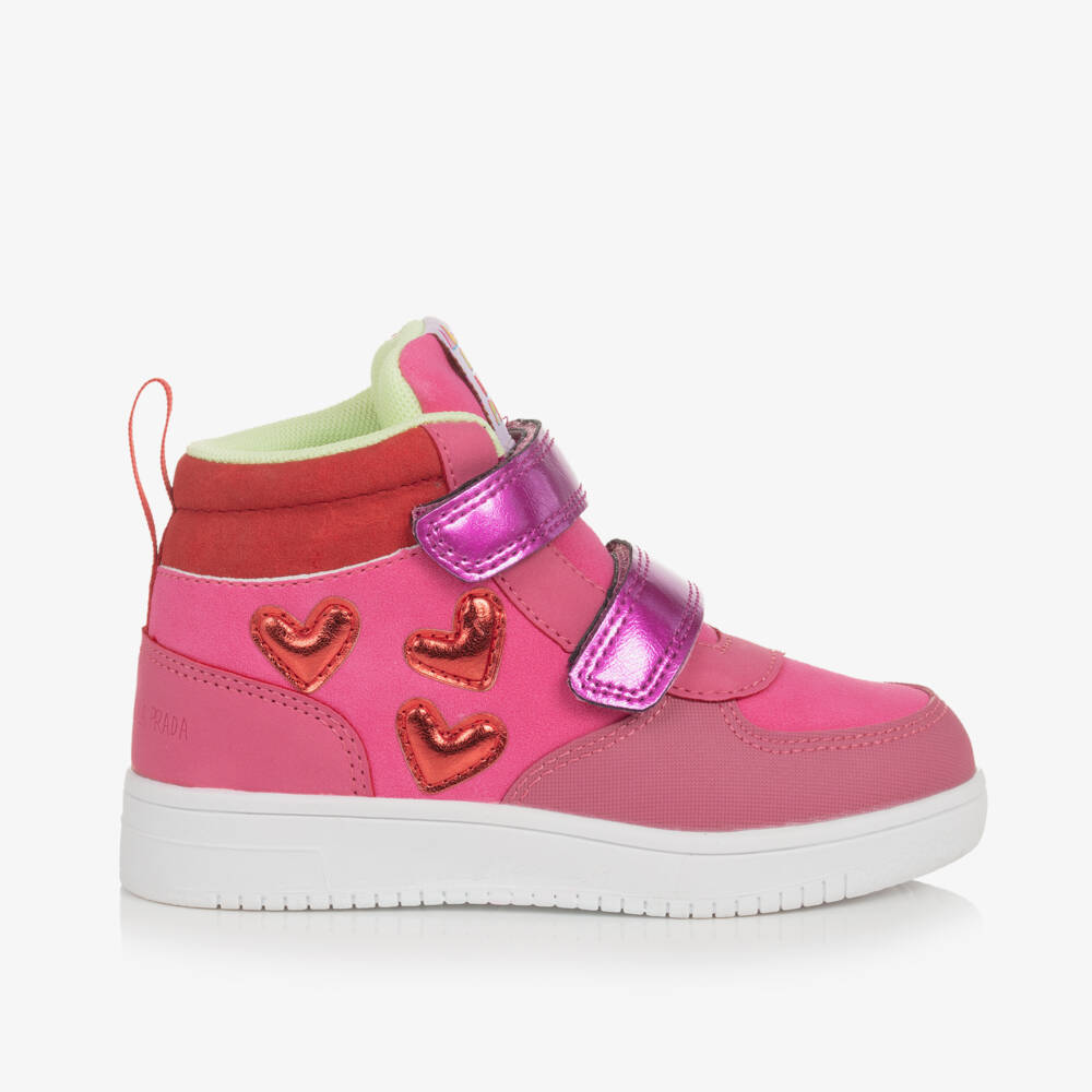 Agatha Ruiz de la Prada-Girls Pink Heart Velcro Hightops | Childrensalon Outlet