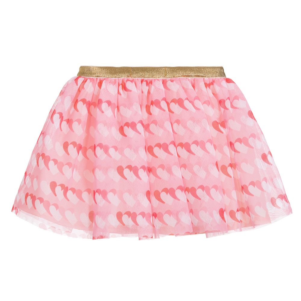 Agatha Ruiz de la Prada-تنورة تول لون زهري بطبعة قلوب | Childrensalon Outlet