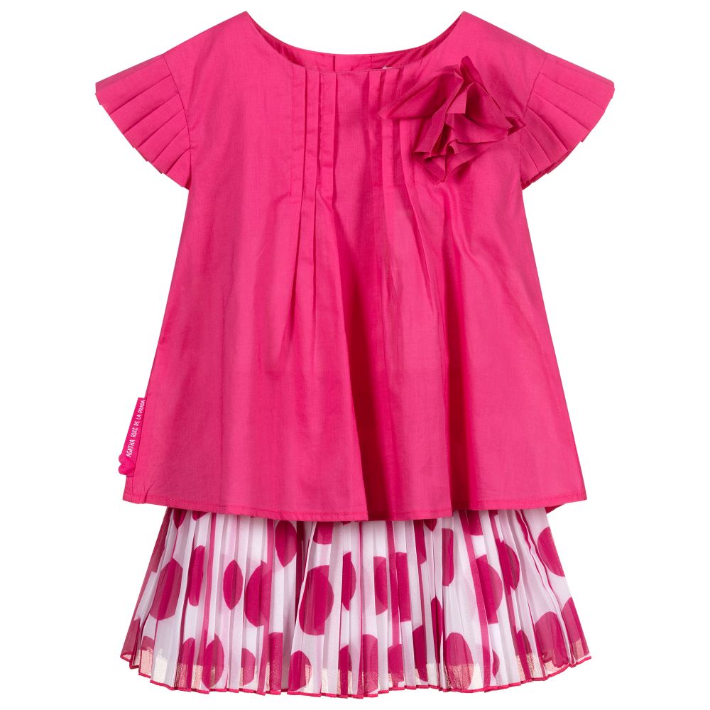 Agatha Ruiz de la Prada - Girls Pink Pleated Skirt Set | Childrensalon