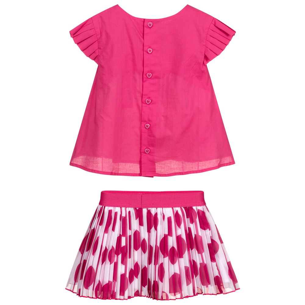 Agatha Ruiz de la Prada-Girls Pink Pleated Skirt Set | Childrensalon Outlet