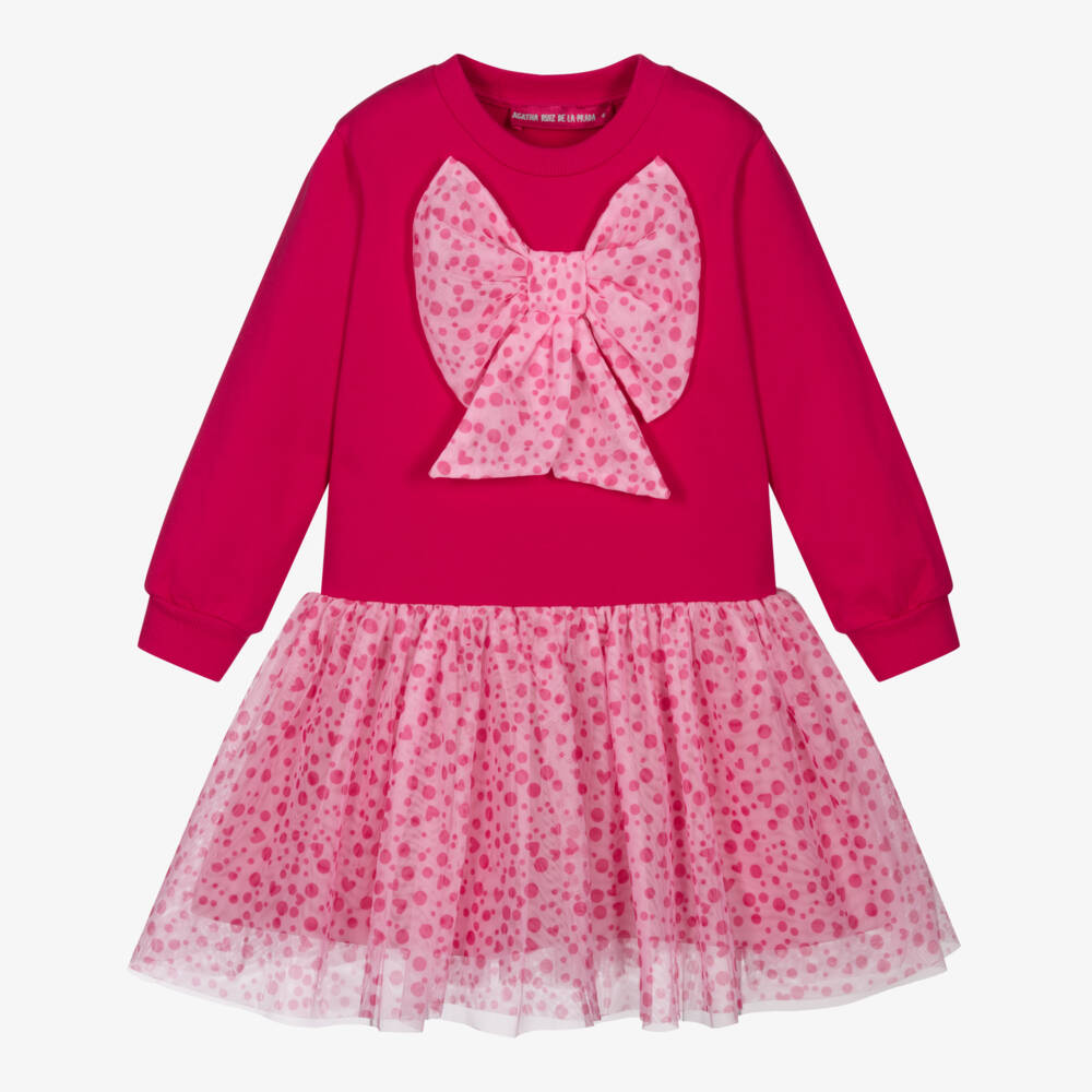Agatha Ruiz de la Prada-Платье из розового тюля в горошек для девочек | Childrensalon Outlet