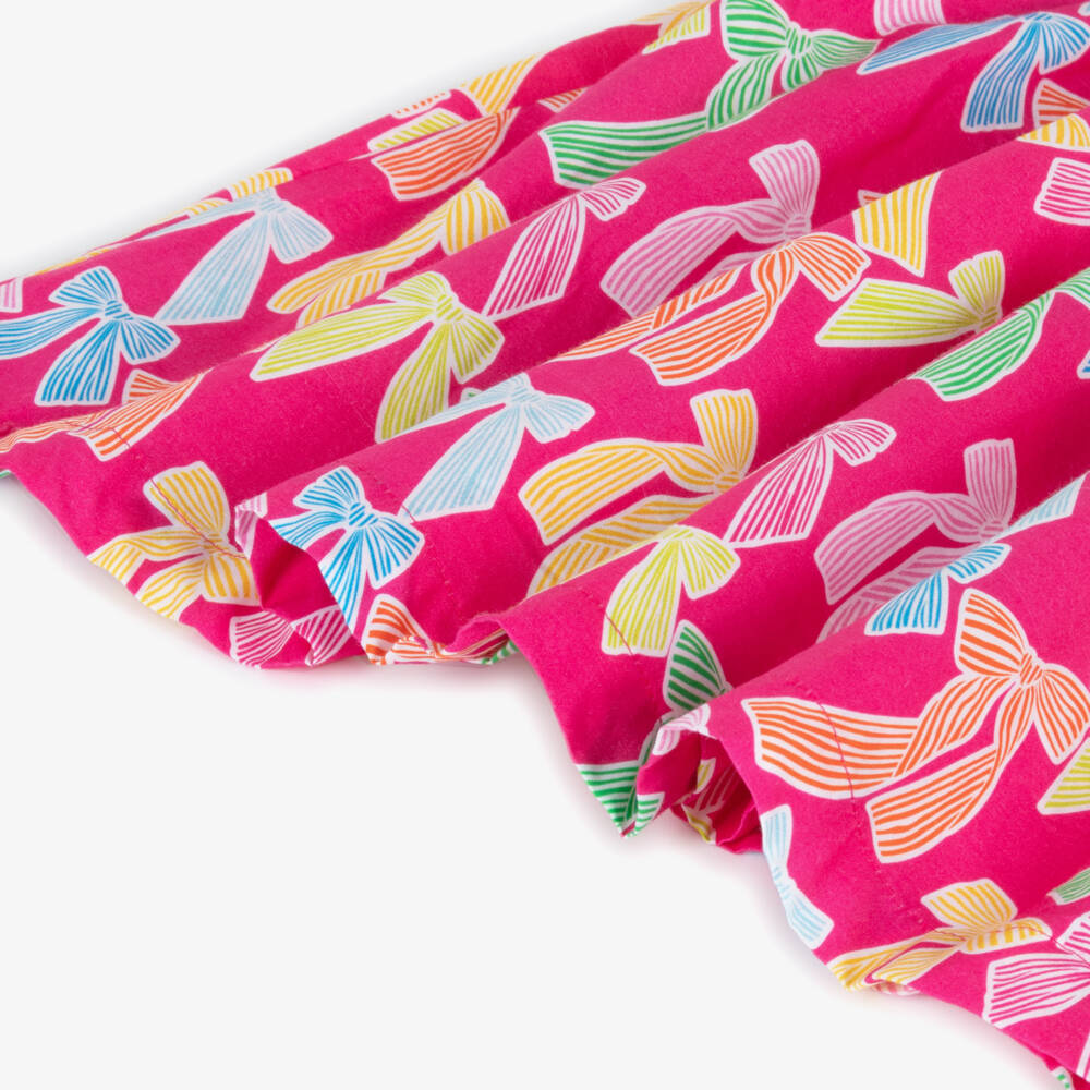 Agatha Ruiz de la Prada-Girls Pink Poplin Dress with Bow Print | Childrensalon Outlet